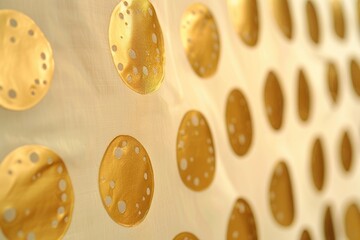 Close-up shot of a wall featuring small gold dots