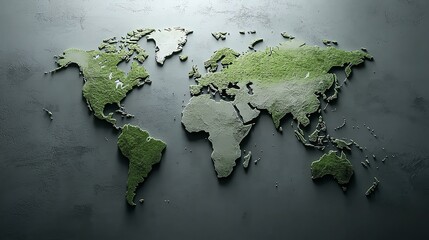 World map with CO2 hotspots gradually turning green, symbolizing carbon reduction, ecogoal