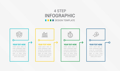 Wall Mural - Four Step Infographic element design Vector template for presentation. process diagram and presentations step, workflow layout, banner, flow chart, info graphic vector illustration.