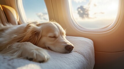 Relaxed pet enjoying private air travel during springtime