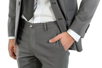 A man in a suit stands casually with his hands in his pockets, conveying a sense of relaxation and ease