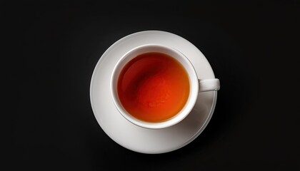 Wall Mural - Cup of tea on a black background