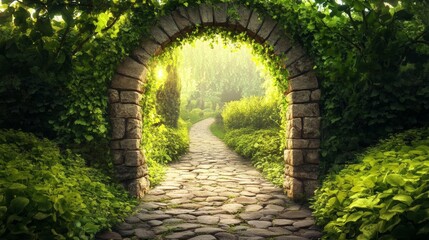 Ancient Stone Archway to Lush Garden