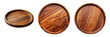 © PNG - Empty round and oval plates made from dark wood isolated on white background top view mockup for food project design