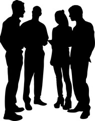 silhouettes of business people on transparent background