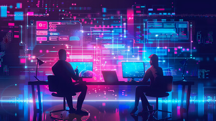 Data Exchange and Digital Technology Background: A background highlighting data exchange, digital technology, software development, and cloud computing. 