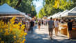 © Bartek - Vibrant Local Fair with Art and Food Stalls Under White Awnings in Sunny Setting