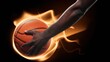 © Nemanja - Arm Holding Basketball with Fiery Background, Suggesting Intense Action