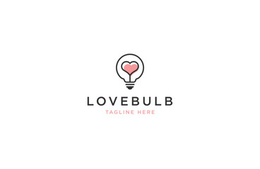 Wall Mural - Love bulb with line art style logo icon design template flat vector