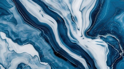 Wall Mural - blue marble with swirling white veins, captivating texture, elegant depth, tranquil aesthetic, enhan