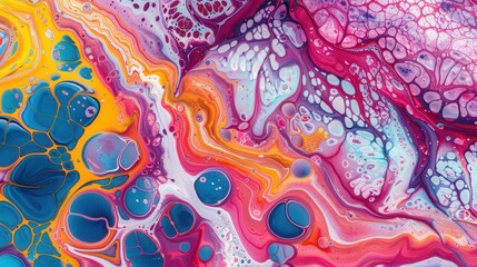 Wall Mural - vibrant fluid art marbling, a captivating display of colorful swirls and rich textures, showcasing d