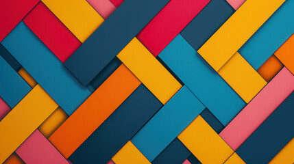 Wall Mural - vibrant geometric mosaic, a dynamic display of interlocking shapes in bright colors, creating an eng