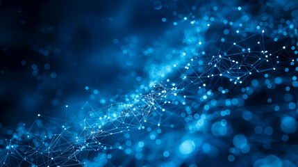 Digital Data Network Connections Concept: A concept showcasing digital cyberspace with particles and data network connections.