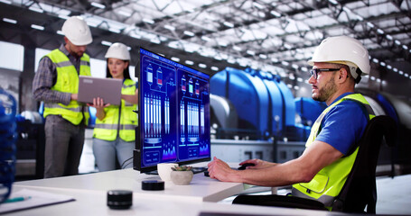 Poster - Man Working In Power Plant Electricity