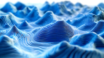 Leinwandbilder - 3D Topographic map background concept, Topo contour map, Rendering abstract illustration, Valleys and mountains, Geography concept, Wavy backdrop, Space surface, magic blue neon light curved lines