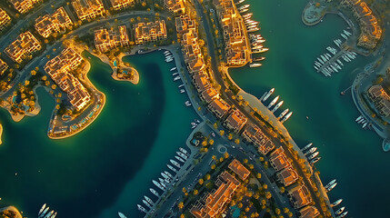 Poster - Aerial view of Dubai Palm Jumeirah island, United Arab Emirates
