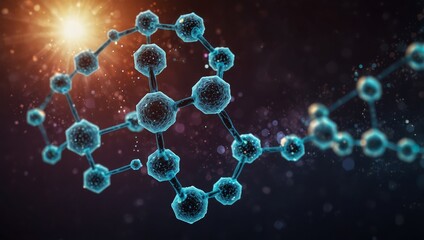 Wall Mural - abstract medical background and science background with particles and hexagons. medicine genetic bio