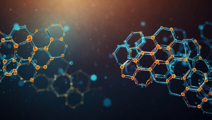 Wall Mural - abstract medical background and science background with particles and hexagons. medicine genetic bio