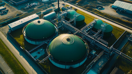 Leinwandbilder - Biomass power plant at the industrial park Strijp T district detail shot, the fuel consists of bio waste, Green, alternative energy concept