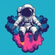© PuiZera - An astronaut floats in space, surrounded by colorful nebulae.