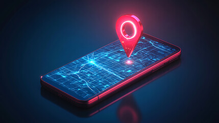 Leinwandbilder - Digital world emerging from smartphone with GPS arrow pointing forward, blending reality and technology