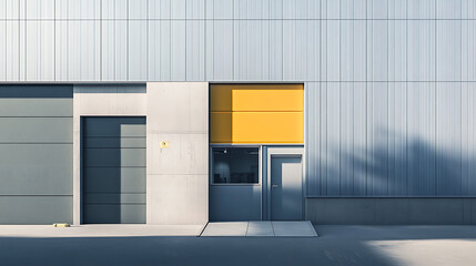 Poster - Exterior of a modern warehouse with a small office unit