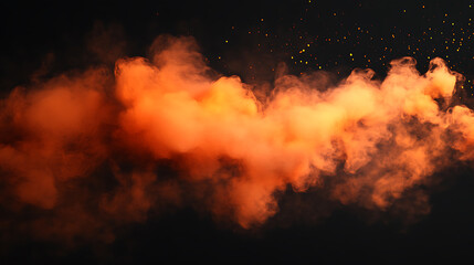 Aufkleber - Fire spark overlay with smoke and flame background, Grill heat glow in cloud isolated transparent vector, Realistic flying orange sparkle abstract illustration, Hell bonfire fiery with hot cinder