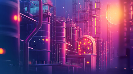 Aufkleber - Industrial technology concept, Communication network, INDUSTRY 4, 0, Factory automation