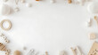 © CreativeCreations - Kids toys frame on white background, Top view, Flat lay, Copy space for text