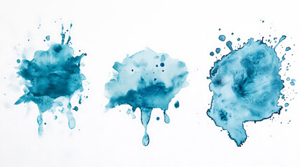 Fototapete - light cyan blue watercolor wet wash splash 5x7 invitation card background template collection