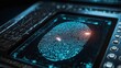 © Tamii - Digital fingerprint scanner, scan biometric identity and access password thru fingerprint, concept of cybersecurity and data protection, security system
