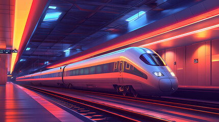 Poster - Modern high speed train at metro station