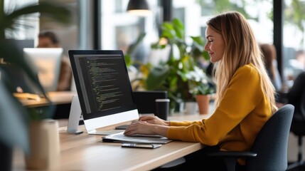 Wall Mural - enhancing efficiency with bot interaction in workspace
