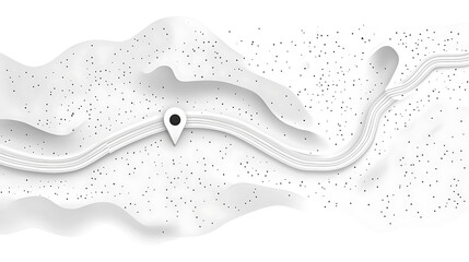 Leinwandbilder - Road trip and Journey route, Winding Road on a white background with Pin Pointer, Vector EPS 10, top view