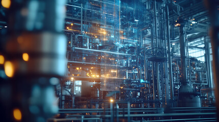 Leinwandbilder - Smart industry concept with abstract high speed technology POV motion blur