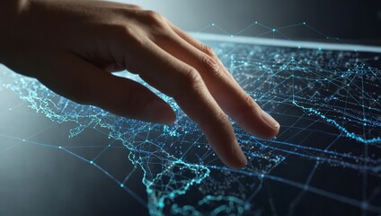 Wall Mural - hand touch a structure global fastest data network connection, internet and digital technology, ai, 