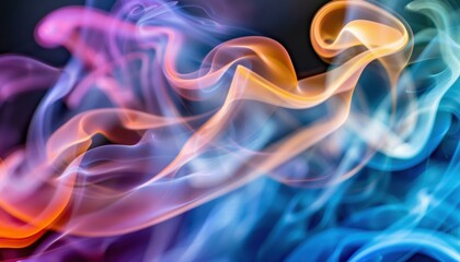 Wall Mural - Colorful smoke swirls against a dark background. AI.