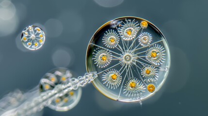 Poster - A microscopic view of a diatom, a type of algae. AI.