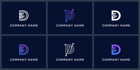 Vector set letter D datatech logo design