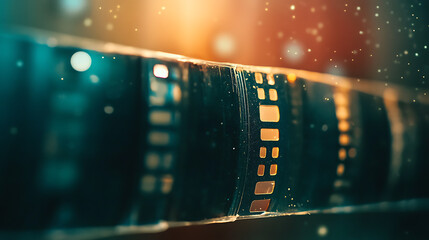 Fototapete - Abstract film texture background with grain, dust and light leaks, artistic image of the camera