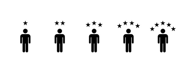 Customer experience vector icon. 1 to 5 star satisfaction rating vector icon sign, work experience symbol.