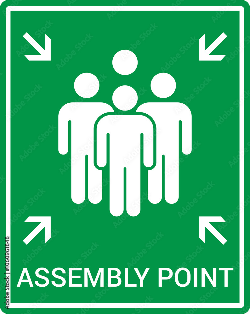 ภาพประกอบ Stock Emergency evacuation assembly point sign. Assembly ...