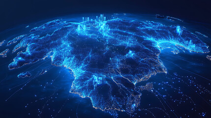 Poster - abstract digital scandinavia map northern europe global network connectivity concept futuristic data transfer illustration