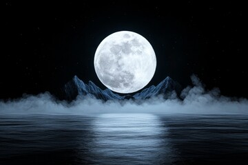 Wall Mural - against a dark night, a silhouetted mountain range can be seen