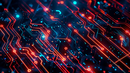 Wall Mural - Futuristic Digital Electric Tech Circuit Board Pattern Background