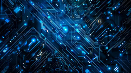 Wall Mural - Futuristic Digital Electric Tech Circuit Board Pattern Background
