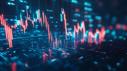 Aufkleber - Blue stock market background with upward arrows and financial graph on dark blue background, business growth concept
