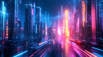 Poster - digital twin of smart city with futuristic technology elements urban innovation concept