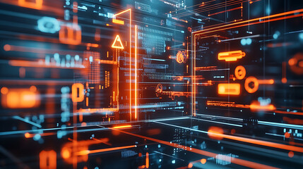 Aufkleber - Dynamic business environment showcasing the concept of business agility, with symbols representing company transformation towards higher efficiency and rapid adaptation to market changes
