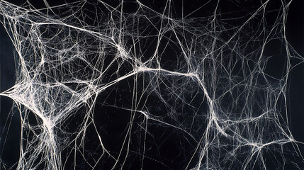 Aufkleber - Black background with white spider webs, hanging from the left and right sides of the screen The webs are thin and long